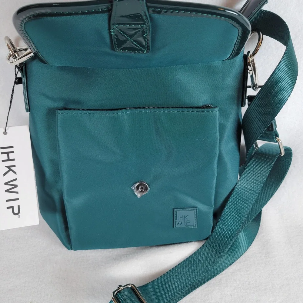 IHKWIP Womens Crossbody Buckle Up Travel Nylon Bag Medium Teal Green Outdoor